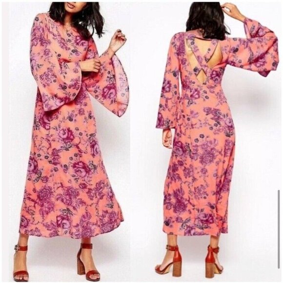Free People Dresses & Skirts - Free People Clementine Maxi Dress Bell Sleeves Ladies 4 NWT Floral Boho Fairy